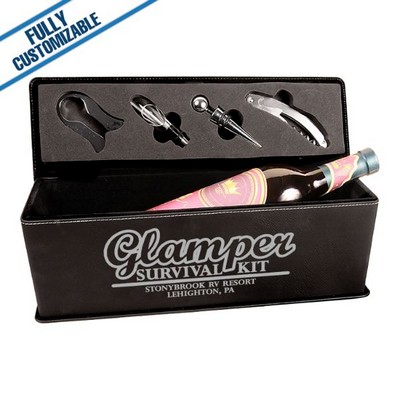 Gray Leatherette - Single Wine Box With Tools