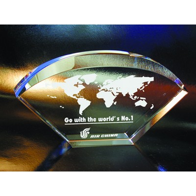 Beveled Shell optical crystal award/trophy.4"H