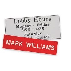 Engraved Sign with Extended Wall Sign Holder - Horizontal, 8" x 3"