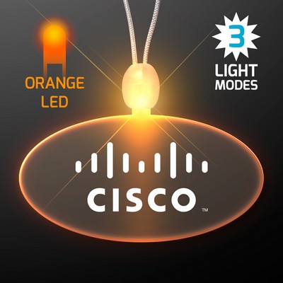 Light Up Acrylic Oval Necklaces with Amber LED - PRINTED