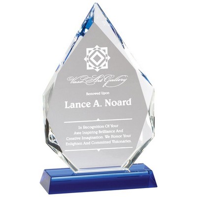 Optical Arrowhead Crystal Award w/Blue Base (8 ½" x 5")