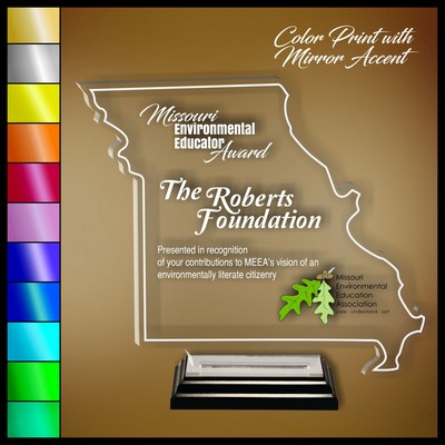 6" Missouri Clear Acrylic Award with Color Print and Mirror Accent