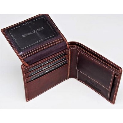 Cow Leather Wallet w/Side Flap