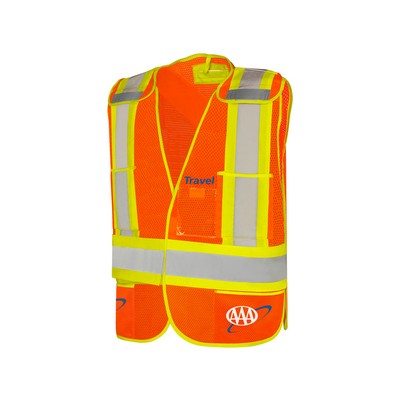 Orange Universal Five Point Tear-Away Traffic Mesh Vest