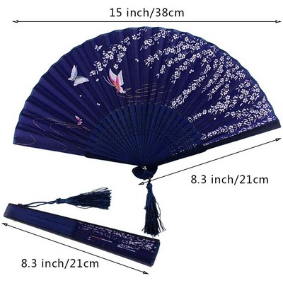 Handheld Fans, Silk Folding Fans with Bamboo