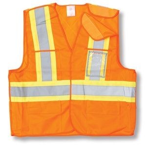 Polyester Orange Safety Vest w/5 Point Tear Away