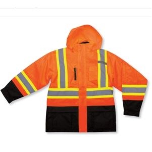 5-In-1 Polyester Waterproof Orange Rain Jacket