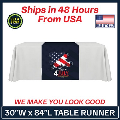 30" x 84" Table Runner Polyester Full Color Dye Sublimation - Made in the USA