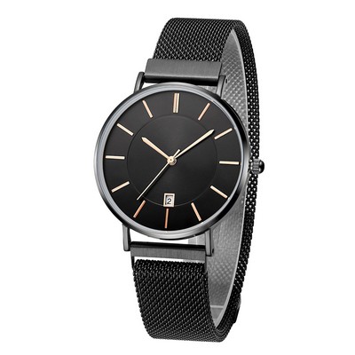 Ebony Wood & Mesh Watch