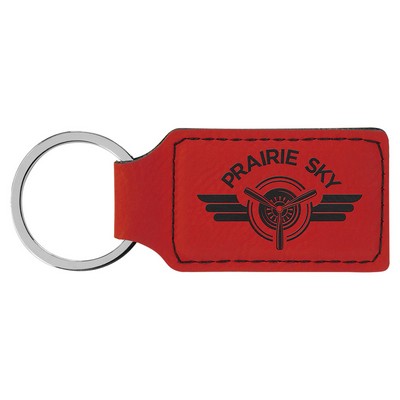 2 3/4" x 1 1/4" Red Laser Engraved Rectangle Keychain