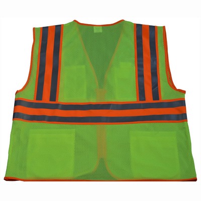 Deluxe CB2 Lime Mesh/Orange Contrast Two Tone DOT ANSI Type R Class 2 Safety Vest