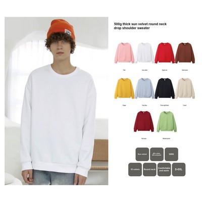 Unisex Stock Drop Shoulder Crew Neck Sweatshirt - 500 GSM