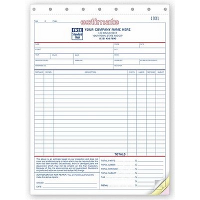 Estimate Forms - Auto Repair (3 Part)