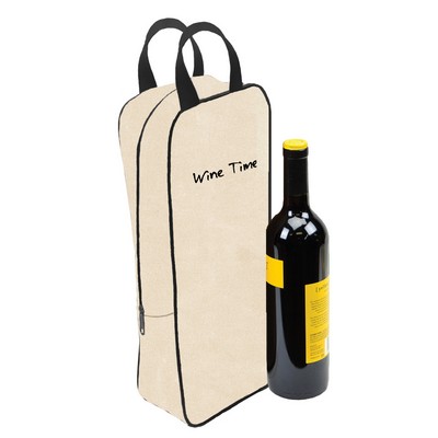 18 Oz. Natural Canvas Single Bottle Wine Tote