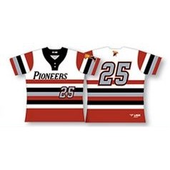 Two Button Up Horizontal Striped Baseball Jersey w/Triple Striped Sleeves