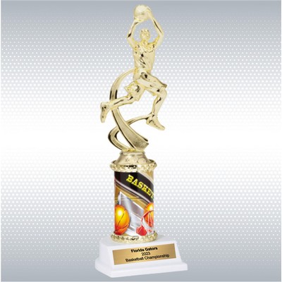 Assembled Male Basketball Trophy w/ White Base