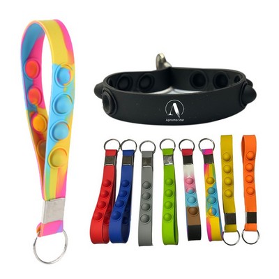 Large Push Pop Bubble Wristband Fidget Keychain 6.7"L