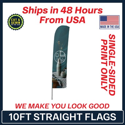 10' Single Sided Premium Straight Flag - Graphic Only - Made in the USA