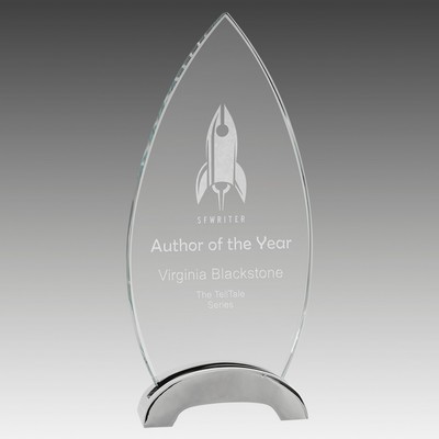 Oval Platinum Glass with Arch Metal Base