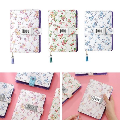 7.3 x 5.3" PU Leather Combination Locked Diary Journal Notebook