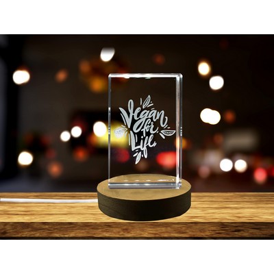 Vegan 3D Engraved Crystal Trophy Award - Keepsake for Plant-Based Enthusiasts