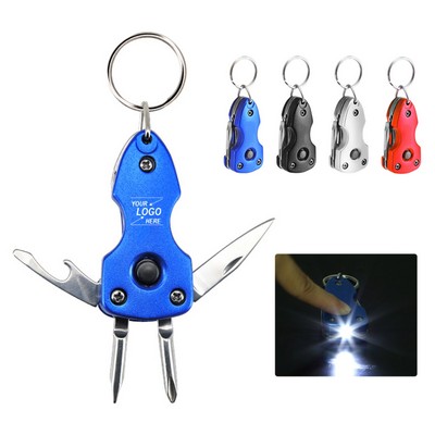Multifunctional Foldable Pocket Tool w/LED Light and Keyring