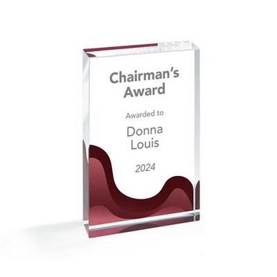 Medium Optic Crystal Block with Stock Color Background (Red)