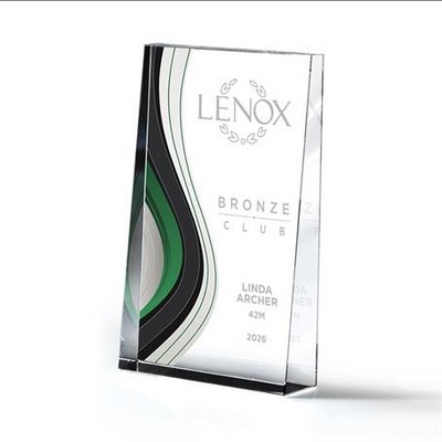 Small Optic Crystal Wedge with Colorful Wave Design (Green)