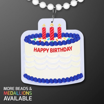 Birthday Cake Medallion with Beaded Necklace (NON-Light Up) - BLANK