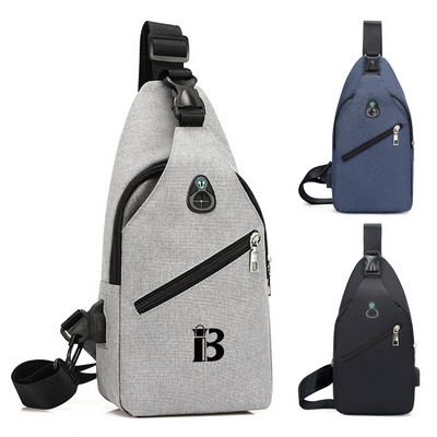 Outdoor Oxford Chest Bag w/ Headphone Hole