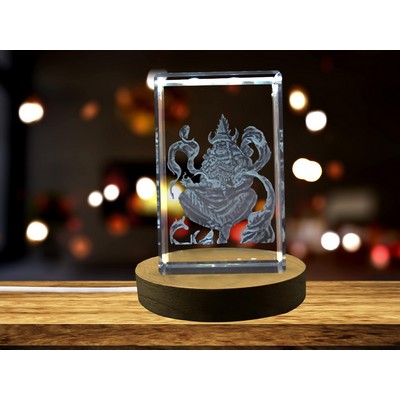 Enki 3D Engraved Crystal Award w/LED Base - Decorative Keepsake