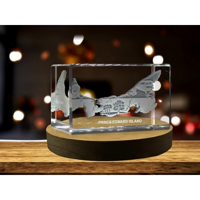 Prince Edward Island 3D Engraved Crystal Trophy Award w/LED Base