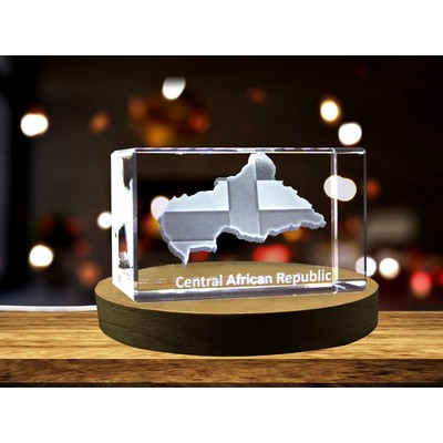 Central African Republic 3D Engraved Crystal Trophy Award w/LED Base