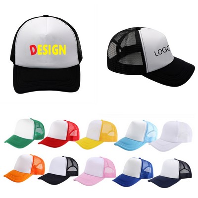 Full Color 5 Panel Sponge Mesh Duck Tongue cap