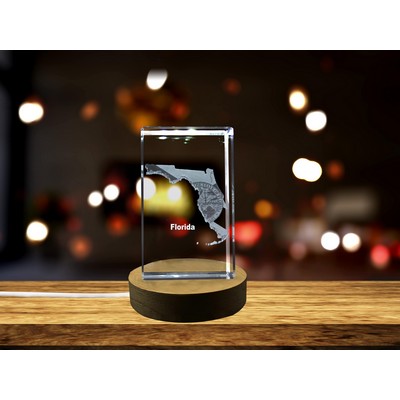 Florida 3D Engraved Crystal Trophy Award w/LED Base Light