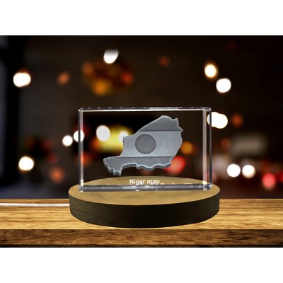 Niger 3D Engraved Crystal Trophy Award Keepsake w/LED Base Light