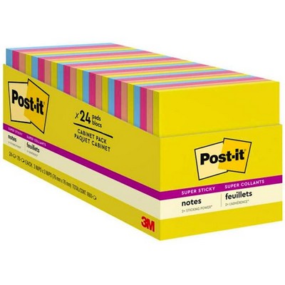 Super Sticky Notes - Summer Joy, 70 Sheets, 24 Pack (Case of 8)