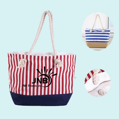 Canvas Striped Stitched Tote