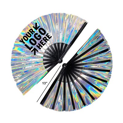 13" Holographic Laser Colors Hand Fan