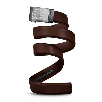 40mm Chocolate Brown Leather Belt w/Gunmetal Buckle