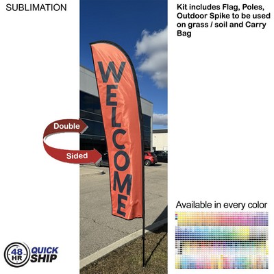 48 Hr Quick Ship - 10' Small Feather Flag Kit, Full Color Graphics Double Sided, Spike and Bag