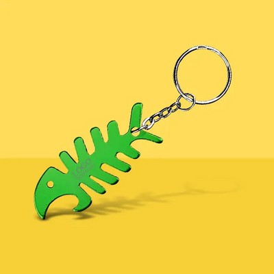 Fish Bone Shaped Bottle Opener Keychain