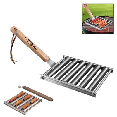 Stainless Steel Hot Dog Roller with Wooden Handle
