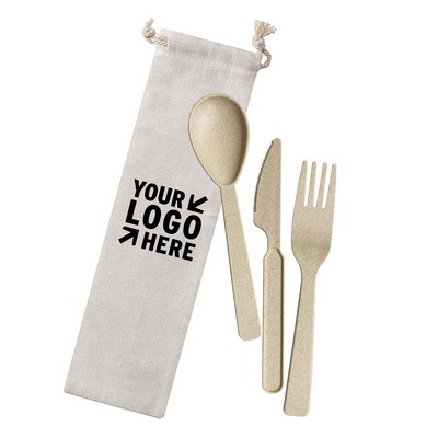 Straw Utensil Set with Jute Pouch