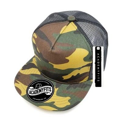 Academy Fits Trucker Flat Visor Camo Hat