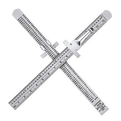 6" Stainless Steel Pocket Ruler with Detachable Clips