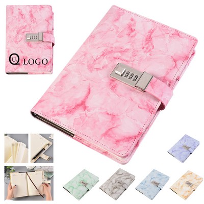Marble Pu Leather A5 Journal W/ Combination Lock