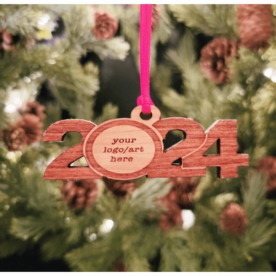 Custom Engraved Hardwood Horizontal 2024 Ornament