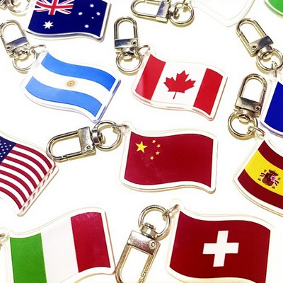 Acrylic USA American Flag Keychain Key Tags
