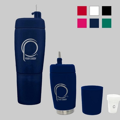Pour Caddy 20oz Stainless Steel Tumbler Flask Set - Laser Engraved